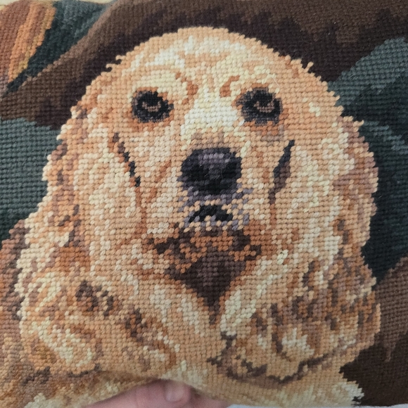 Cocker Spaniel Dog Tapestry Pillow Velvet Needlepoint - Picture 2 of 9